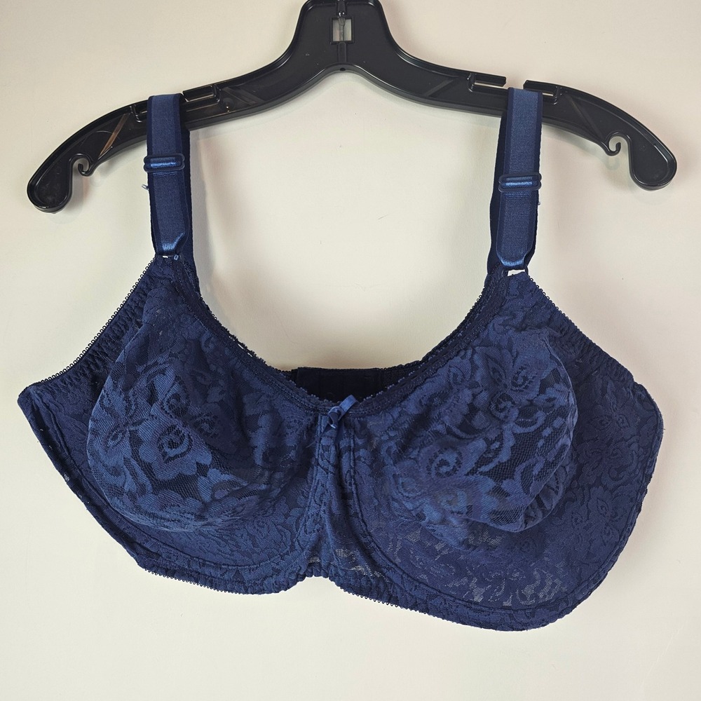 Bali Passion for Comfort Underwire Bra 3432 Navy Blue Floral Lace 40DD